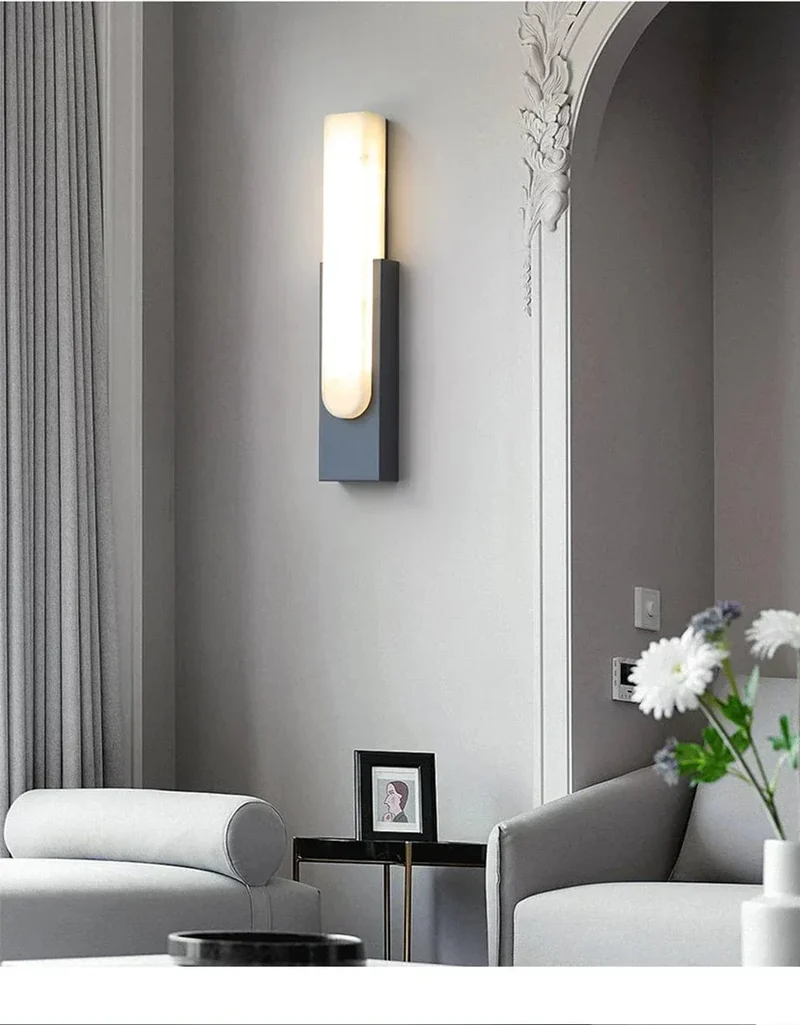 Modern LED Vägglampa - 19.6 Marmor Väggljus för Vardagsrum och Hall Inomhusbelysning
