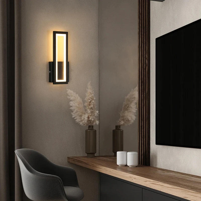 Modern LED Vägglampa - Ytmonterad - Akryl - Varmvit 3000K - Inomhus - Svart Finish - Energisparande