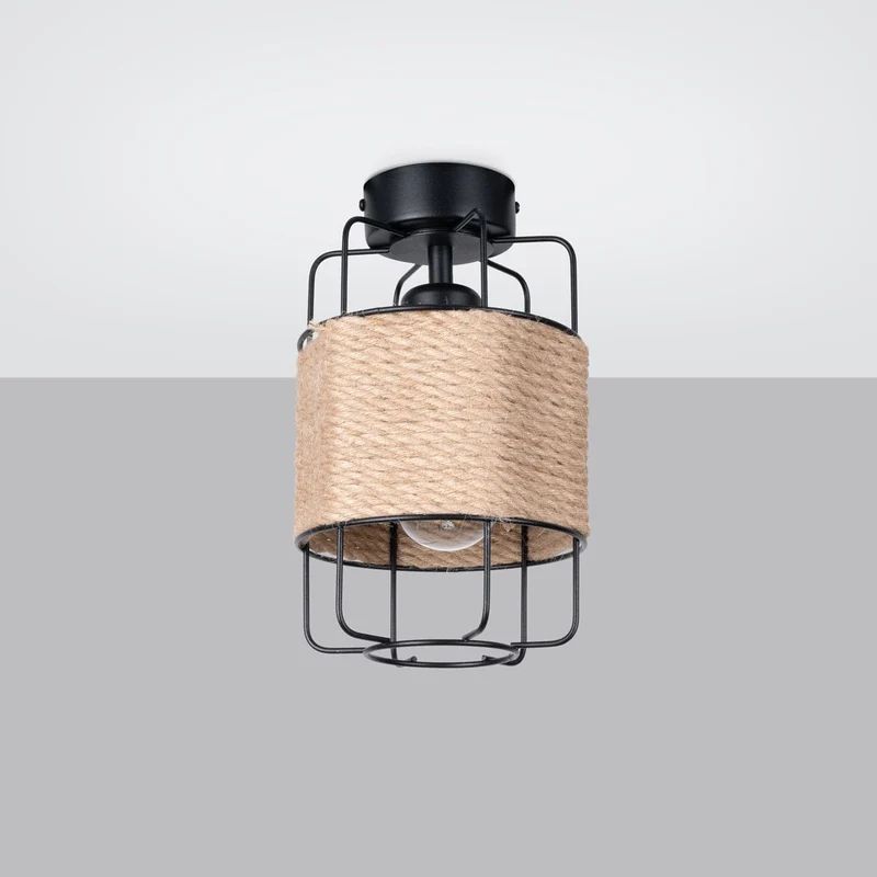 Gizur Taklampa - Modern Loft Stil - Svart Stål och Naturligt Trä - Varmt Ljus med Dekorativ Glödlampa - Mångsidig för Alla Interiörer - Unik Design Accent