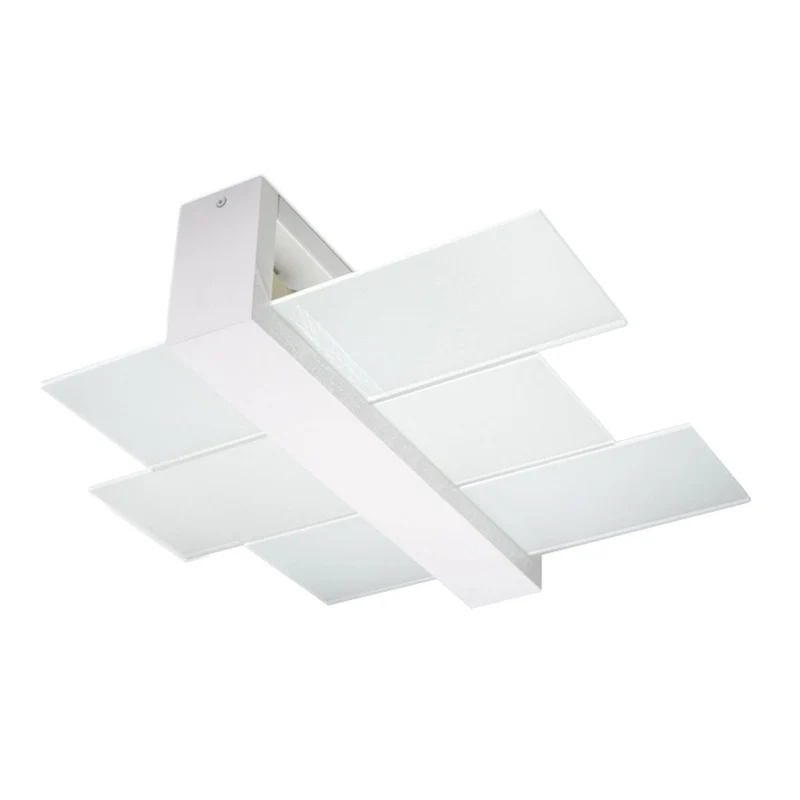 Feniks Modern Taklampa - E27 - Trä & Glas - Vit - 43x43x12 cm