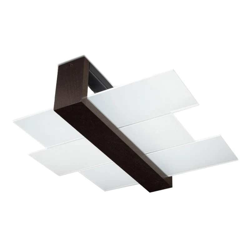 Feniks Modern Taklampa - E27 - Trä & Glas - Wenge - 43x43x12 cm