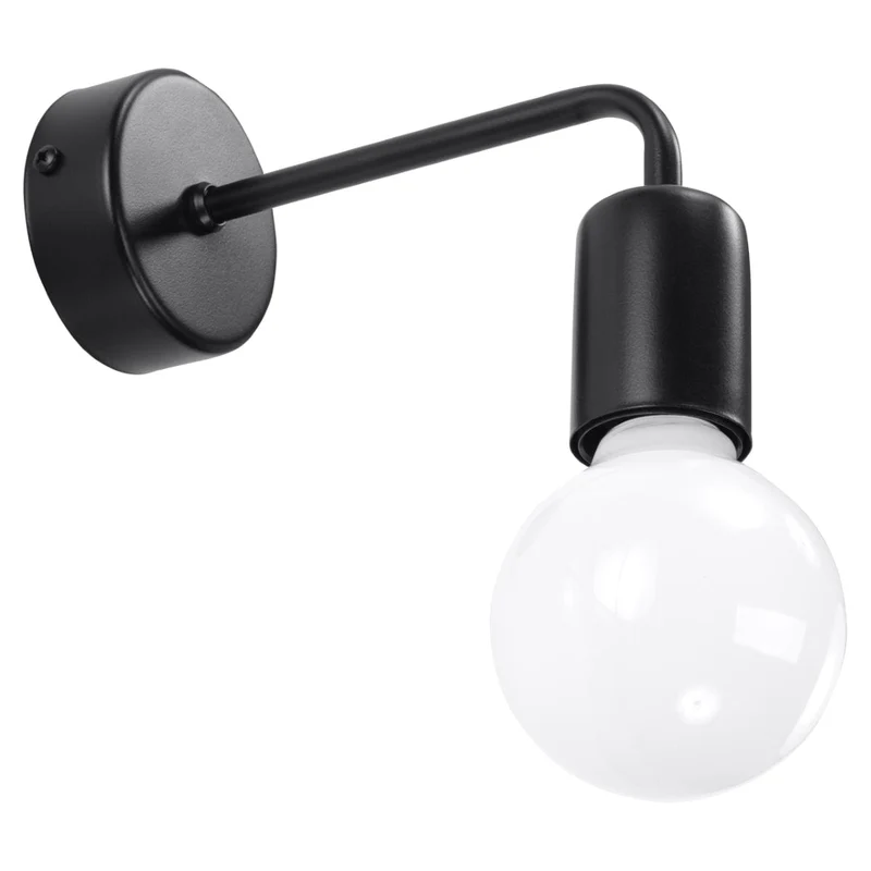 Duomo - Industriell Vägglampa - Loftstil Design - Pulverlackerad Stål - E27 Glödlampskompatibel - Svart Finish