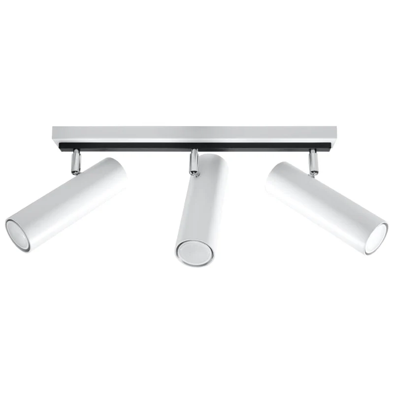 DIREZIONE Taklampa - 3-Ljus Vit - Minimalistisk Modern Design - Justerbara Spotlights - GU10 Lampa Kompatibel - Idealisk för Sovrum och Vardagsrum