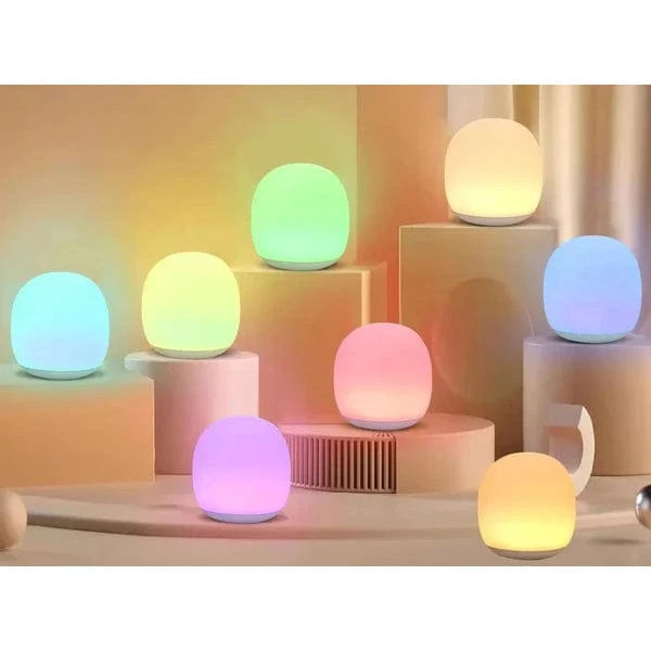 LED Ägglampa Nattlampa - USB Uppladdningsbar - Dimbara - Bärbar - Ögonskydd - 8 RGB Färger - Touchkontroll