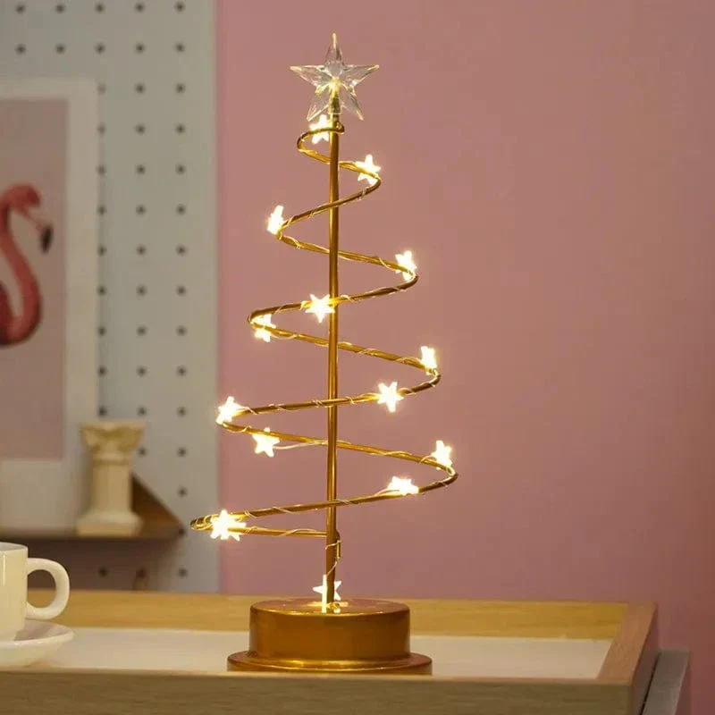 LED Skrivbordslampa - Batteridrift - Varmt Ljus - Julgransdesign - Akryl Kristall hängande - Festlig Heminredning