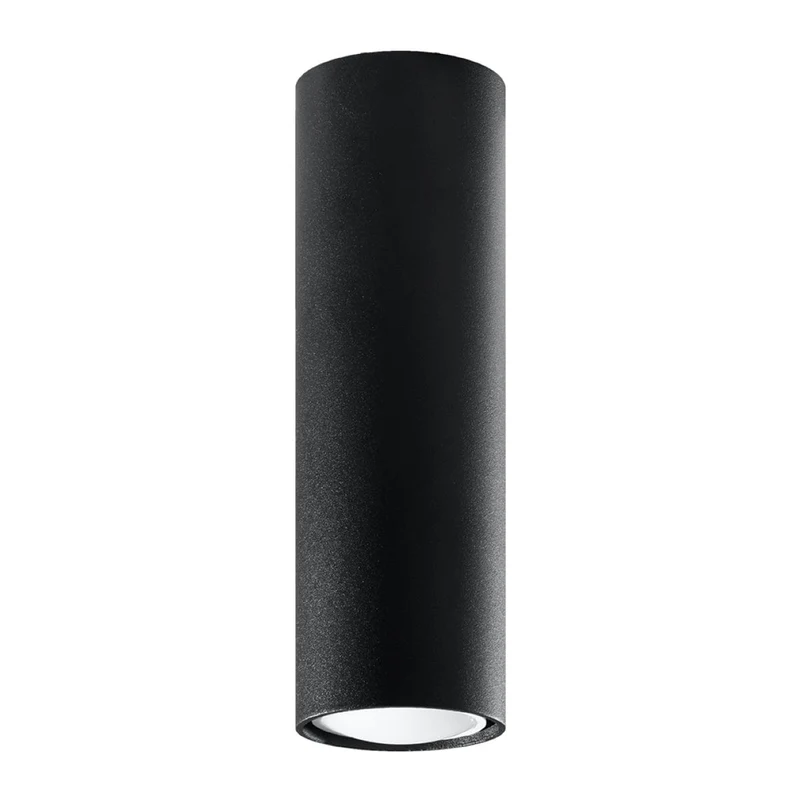 LAGOS 20 Svart Taklampa - Modern Cylindrisk Design - Hållbar Stål - Lätt Installation - GU10 Lampa Kompatibel