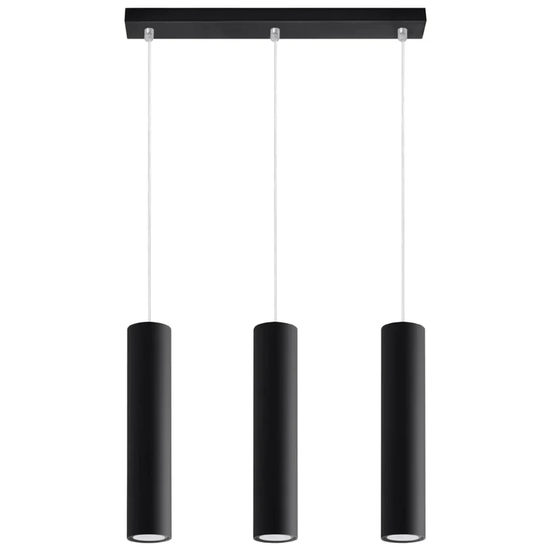LAGOS - Pendelamp 3L Svart - Modern Hängande Lampa - Justerbar Sladd - Hållbar Stålskärm