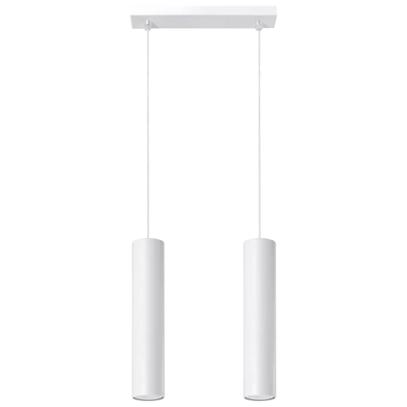 LAGOS - Pendelamp 2 Vit - Minimalistisk Hängande Ljusstake - Justerbar Sladd - Hållbar Stålskärm