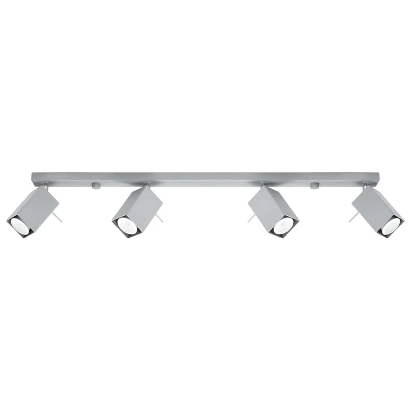 Taklampa Merida 4 L Grå - Modern Spotlight Taklampa - 4 Justerbara Skärmar - Hållbar Stål Design - GU10 Lampa Kompatibel
