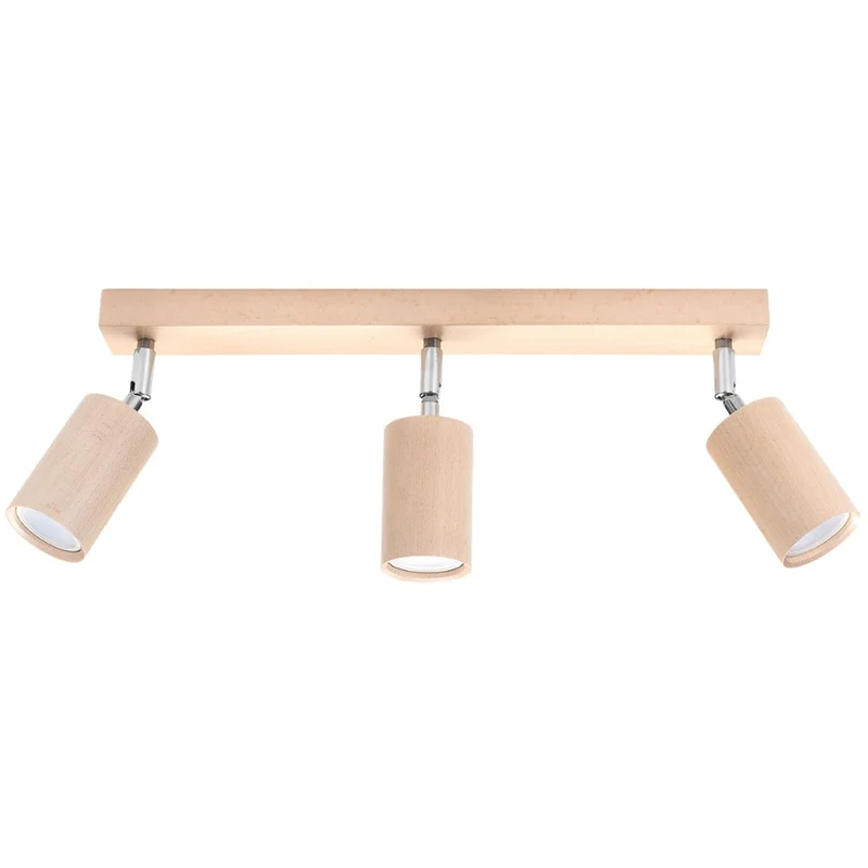 Taklampa Berg 3 Naturligt Trä - Trälampa - Tre Rörliga Lampskärmar - Stilig och Funktionell Design - Kompatibel med GU10 Glödlampor