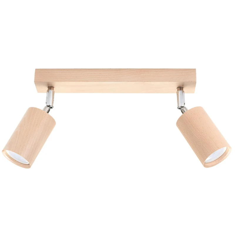 Taklampa Berg 2 Naturligt Trä - Trä Takljus - Två Rörliga Lampskärmar - Varm och Lantlig Design - Kompatibel med GU10 Lampa