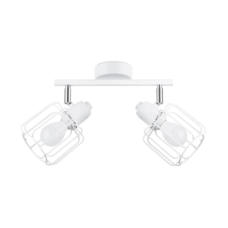 Taklampa Beluci 2 Vit - Loftstil - Justerbar Ljusvinkel - Hållbar Stålbyggnad - Minimalistisk Industriell Design - Utbytbara E27 Glödlampor