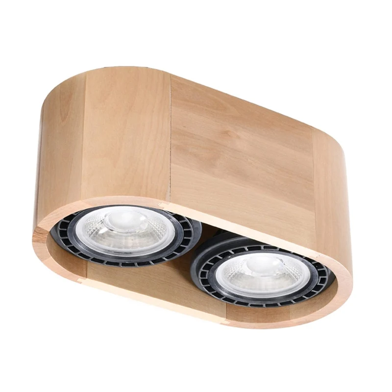 Taklampa Basic 2 Natural Wood - Minimalistisk Trädesign - Varm Loftstil - Hållbar Konstruktion - Utbytbara GU10 Glödlampor - Lätt Underhåll - Mångsidig för Alla Rum