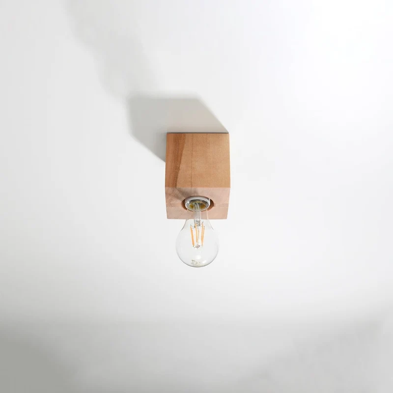 Taklampa Ariz Naturligt Trä - Minimalistisk Trä Takarmatur - Utbytbar E27 Lampa - Hållbar för Loft - Industriell - Moderna Interiörer