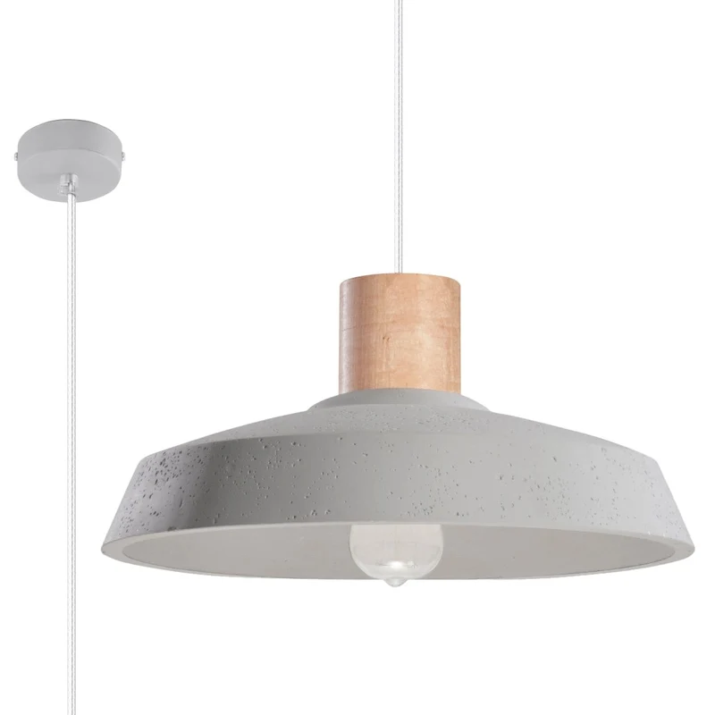 AFRA Betongpendel - Industriell Loftdesign - E27 Glödlampa Kompatibel - Ljusgrå Hållbar Betongskärm
