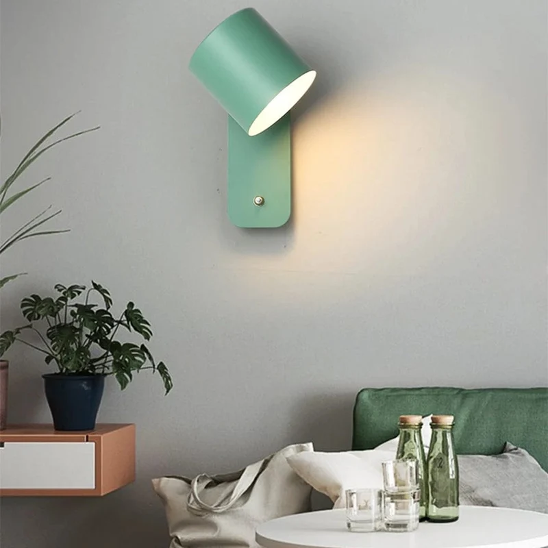 Justerbar Nordisk Vägglampa med Rotabel Sconcelampa och Integrerad Strömbrytare – Inomhus Vägglampor för Heminredning