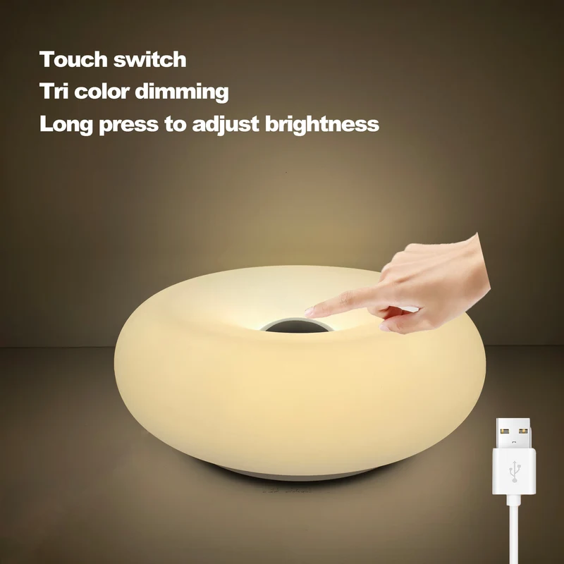 USB Bordslampa med Touch Control och RGB Färgväxling – Dimbar Säng- eller Skrivbordslampa för Sovrum och Vardagsrum