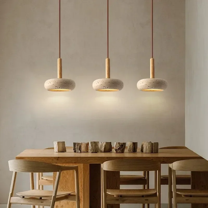 Liten Pendellampa med Travertinsten Design – LED Inomhuslampa för Vardagsrum och Sovrum