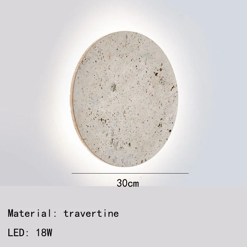 Rund naturlig sten vägglampa - väggsconce-lampa för inomhus sängbord och matrum - elegant väggbelysning