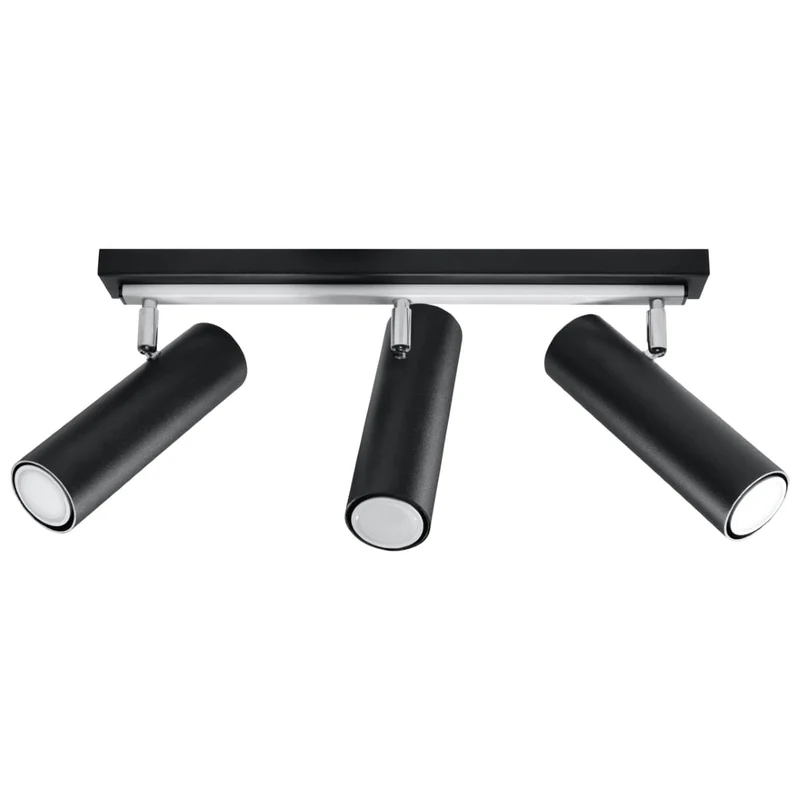 DIREZIONE Taklampa - 3-Ljus Svart - Minimalistisk Modern Design - Justerbara Spotlights - GU10 Lampa Kompatibel - Idealiskt för Vardagsrum och Kök