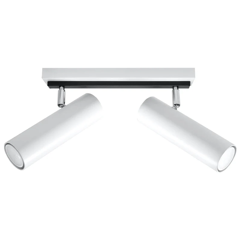 DIREZIONE Taklampa - 2-Lampa Vit - Minimalistisk Modern Design - Justerbara Spotlights - GU10 Lampa Kompatibilitet - Idealisk för Vardagsrum och Kök