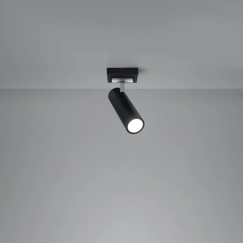 DIREZIONE Taklampa - 1-Ljuskälla Svart - Minimalistisk Modern Design - Justerbara Spotlight - GU10 Lampa Kompatibilitet - Perfekt för vilket rum som helst