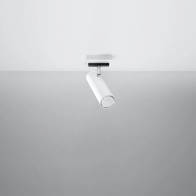 DIREZIONE Taklampa - 1-Ljus Vit - Minimalistisk Modern Design - Justerbara Spotlights - GU10 Lampa Kompatibilitet - Perfekt för Alla Rum