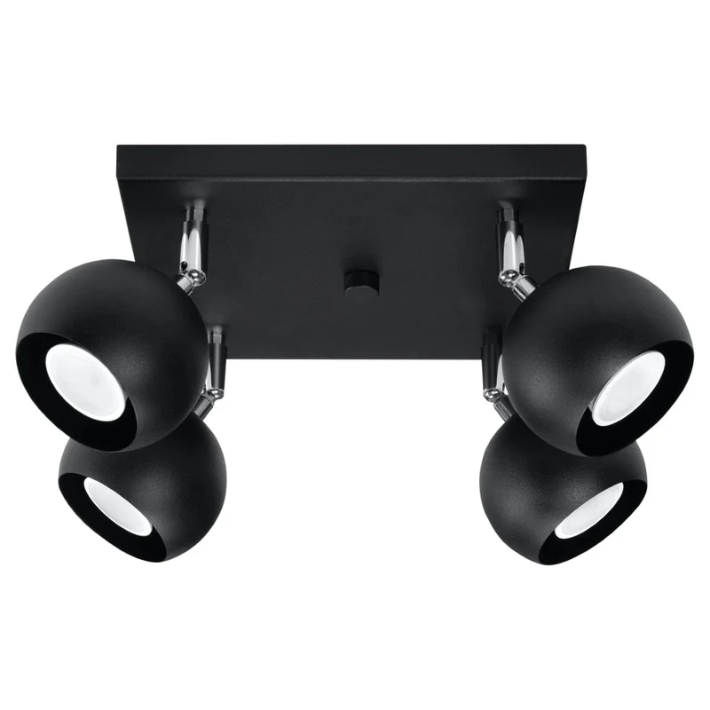 Taklampa Oculare 4 Svart - Modern Spottaklampa - 4 Justerbara Skärmar - Sferisk Design - Hållfast Stål - GU10 Glödlampa Kompatibel