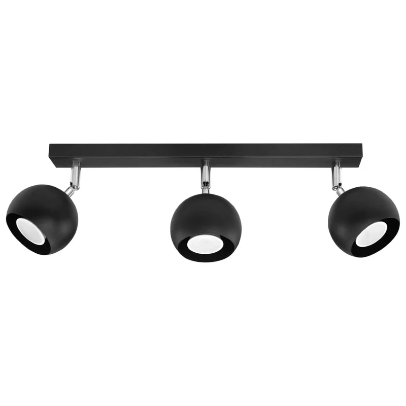 Taklampa Oculare 3 Svart - Modern Spot Taklampa - 3 Justerbara Skärmar - Sferisk Design - Hållbart Stål - GU10 Lampa Kompatibel