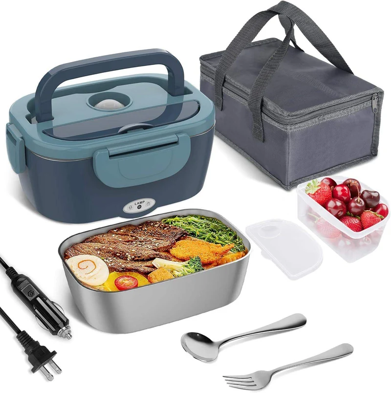Elektrisk Lunchbox – Bärbar Matvärmare med Dubbel Fack & Bil/Hem Kontakt