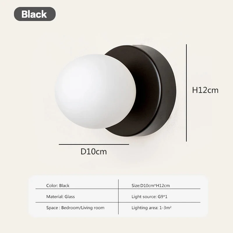 Nordisk LED Glas Vägglampa – Minimalistisk Bas Sconce för Sovrum, Hall och Trappbelysning
