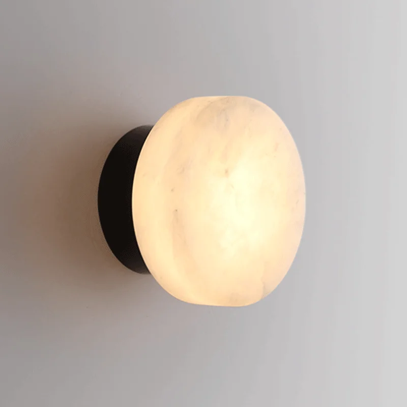 Modern Rund LED Vägglampa i Naturlig Marmor - Eleganta Vägglampor Inomhus för Vardagsrum och Sovrum Vägglykta
