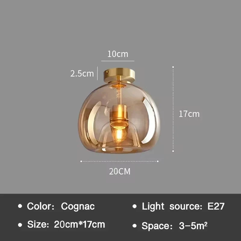 Modern nordisk taklampa med cognacglas skärm – LED taklampor för matsal och vardagsrum