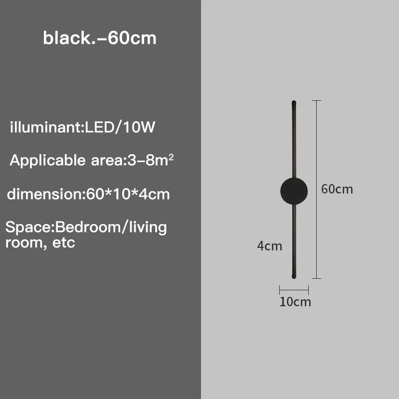 Modern I-formad LED Vägglampa – Justerbar Tre-tonig Vägglampa för Sovrum och Vardagsrum, Svart Flygplansaluminium Vägglampa