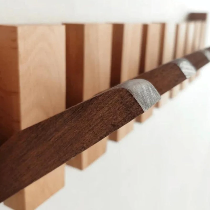 Lyxig Vägghängd Trä Klädhängare – Piano Design Entré Organiser för Nycklar, Hattar & Jackor