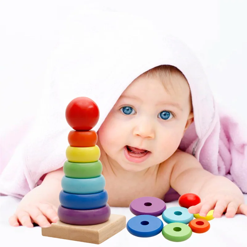 Rainbow Stacker™ – Färgglad tornlek – Trästapeltorn