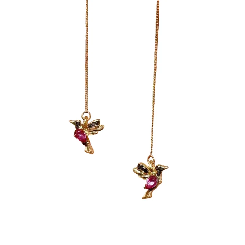 Elegante Kolibri Øreringe med Strass