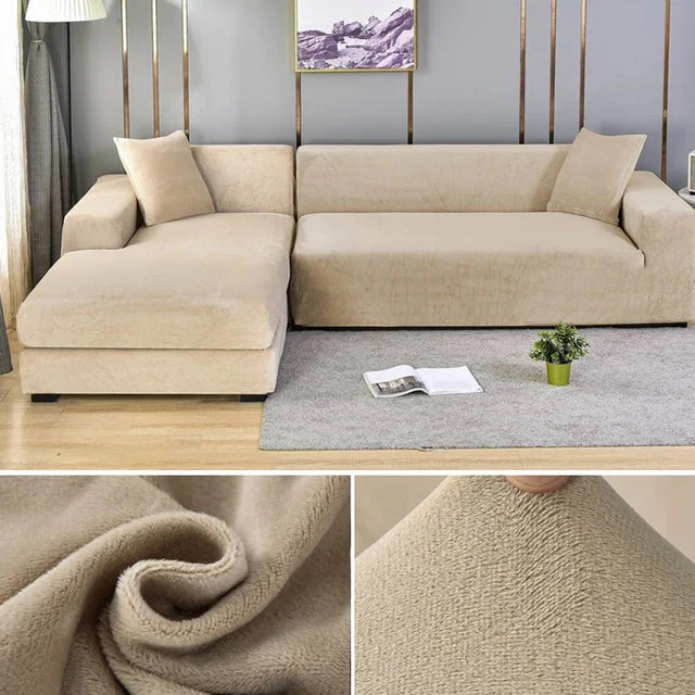 Elegant Sofaovertræk i strækbart velour til beskyttelse