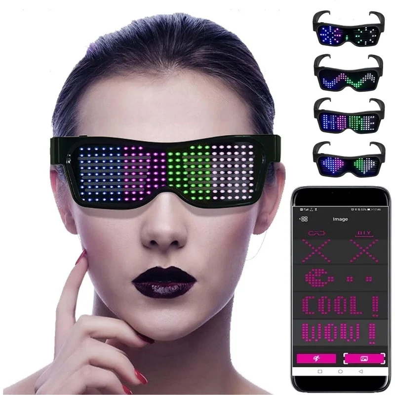 Programmerbare LED-briller til fester - GlowBeat