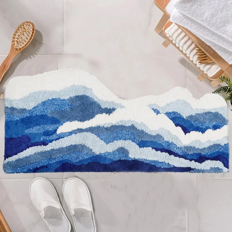 Aesthetic Wave Tufted Rug – Havsinspirerad Mjuk & Halkfri Matta