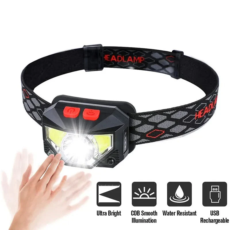8 Lägen Rörelsesensor LED Huvudlampa