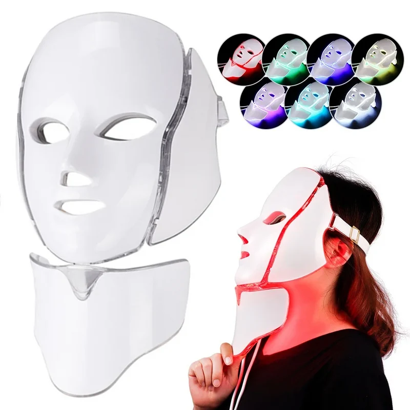 7 Färger Röd Ljus Terapi Mask - Ansikte & Nackbehandling