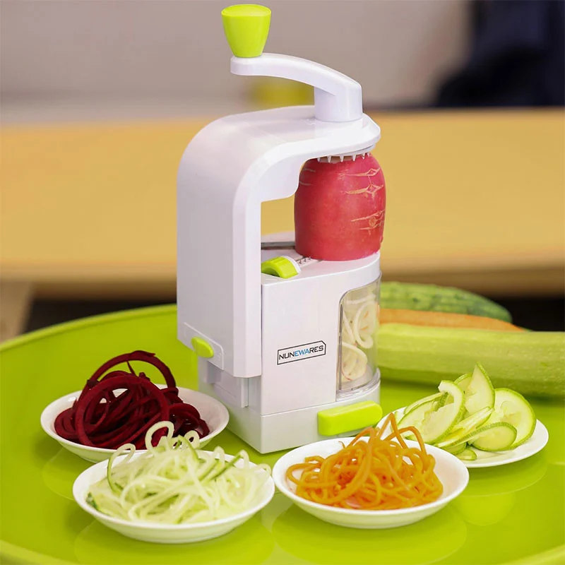 4 i 1 Rotera Skärblad Grönsak Spiralizer Nudelmaskin Med Suga kopp