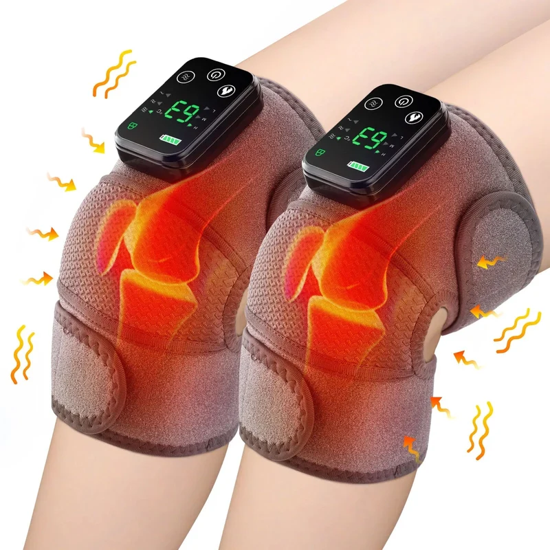 3 i 1 Elektrisk Värme Vibrations Knäledsbandage Terapi Axelsmärtlindring