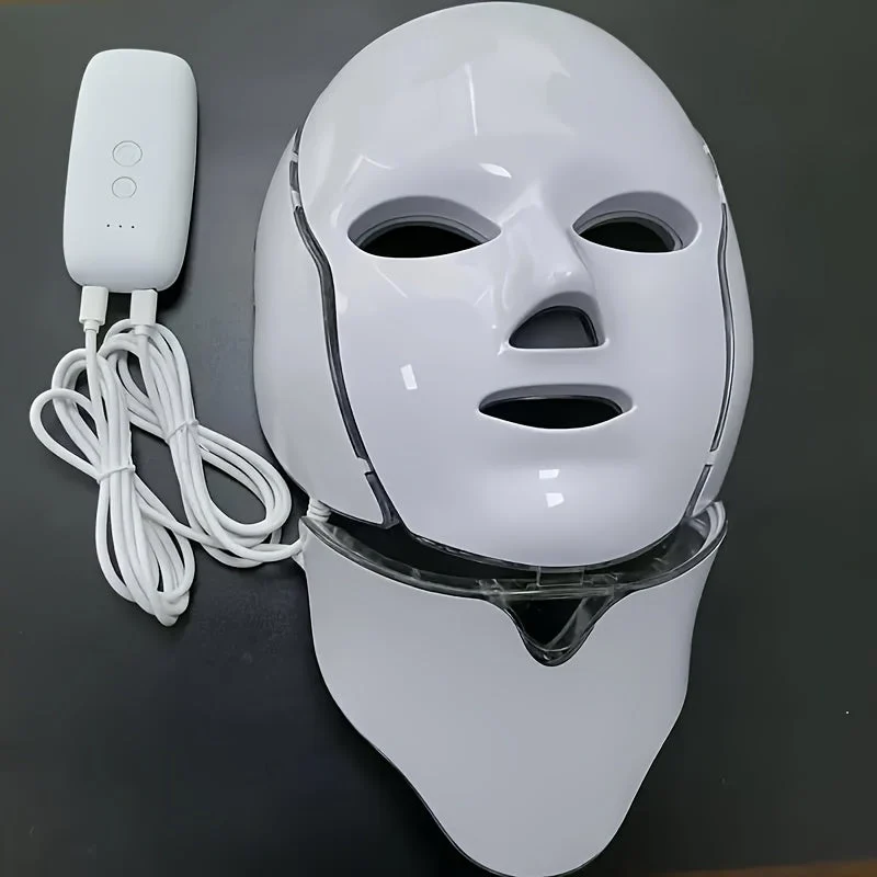 LED Ansigts- og Halsmaske med 7 Farver – Genopladelig USB Hudplejeenhed