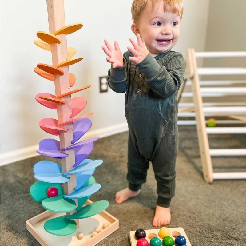 Farverig Kugletræ - Montessori Leg med Musik