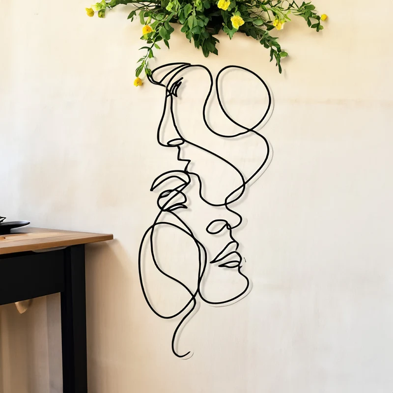 Moderne 3D Metalvægkunst med Minimalistisk Design