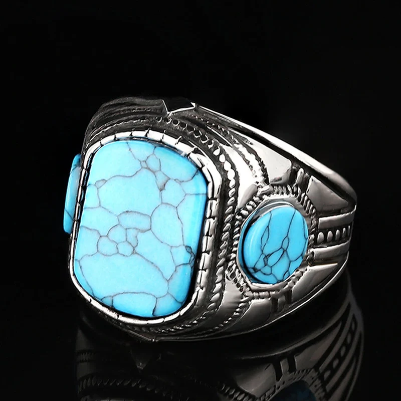Elegant Herre Ring med Tyrkisk Sten – Kobalt