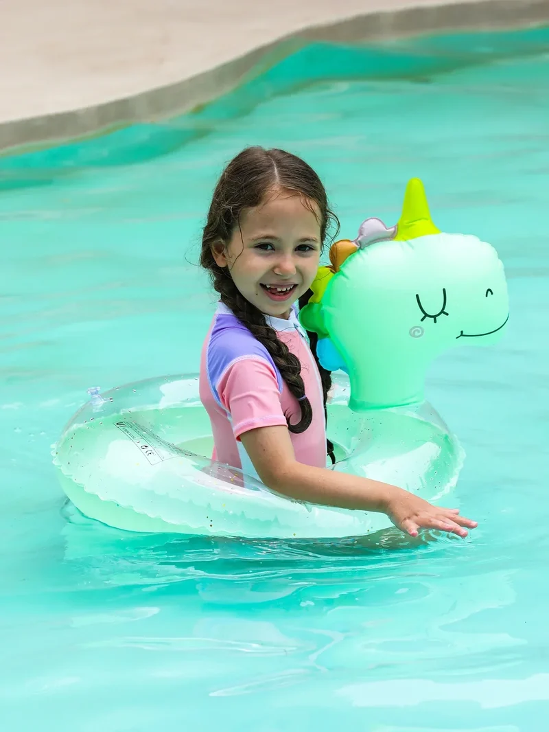 Anillo Inflable para Niños – Anillo con Forma de Dino para Diversión de Verano y Actividades en la Piscina