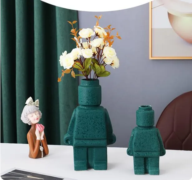 Farverige Robotplanter i Keramik - PixelPotter